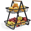 Canasta Frutero Metálico 2 Niveles Verduras Pan Mesón Cocina Moderno