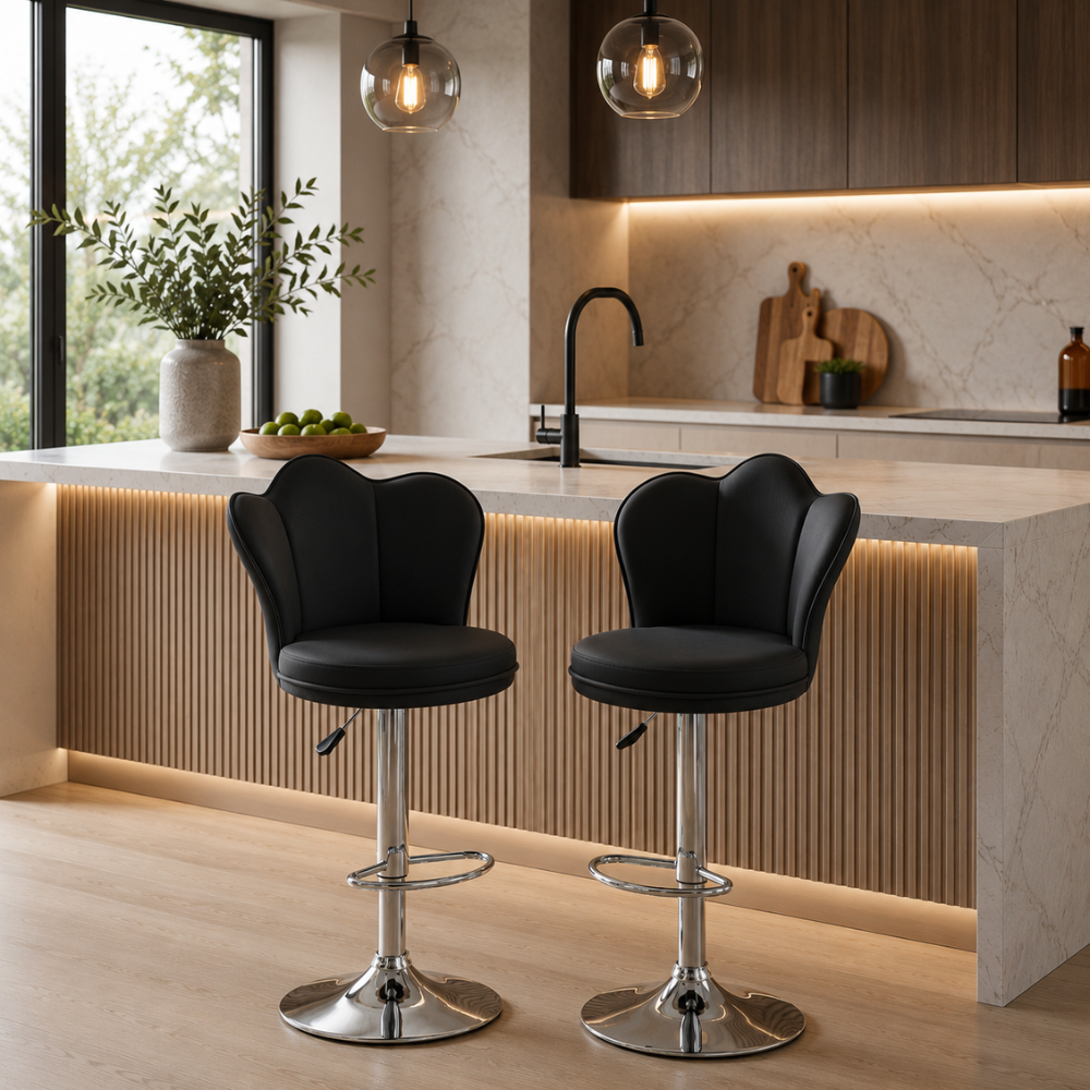 Silla Bar Alta Giratoria Terciopelo Base Dorada Butaco Isla Cocina