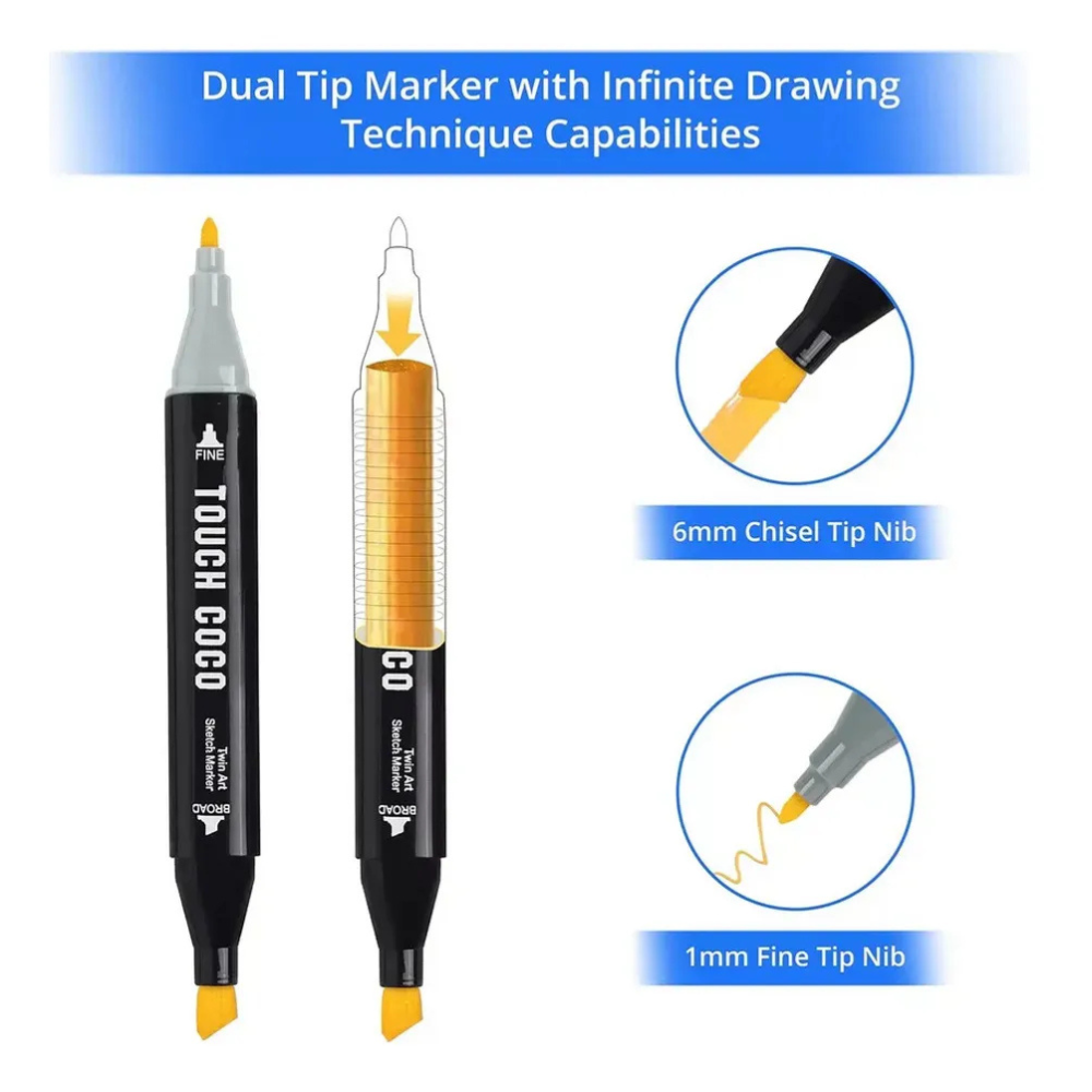 Set Marcadores Alcohol 262 Piezas Doble Punta Dibujo Profesional Arte
