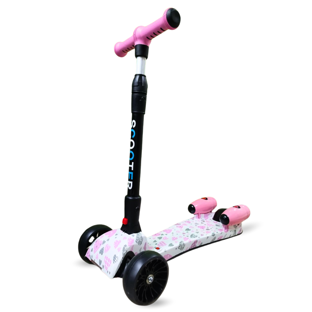 Scooter Niños Humo Niebla Bluetooth Música Luces LED 3 Ruedas Plegable