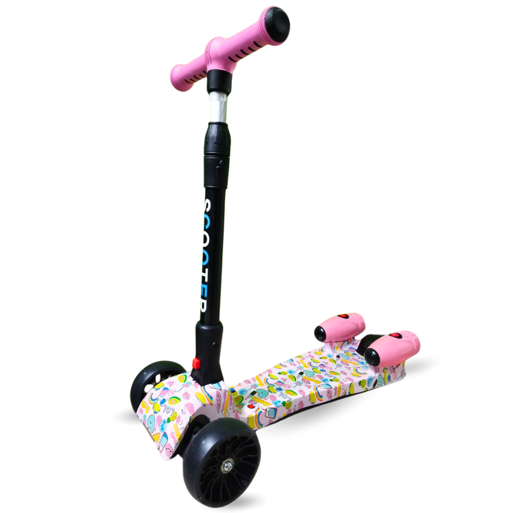 Scooter Niños Humo Niebla Bluetooth Música Luces LED 3 Ruedas Plegable