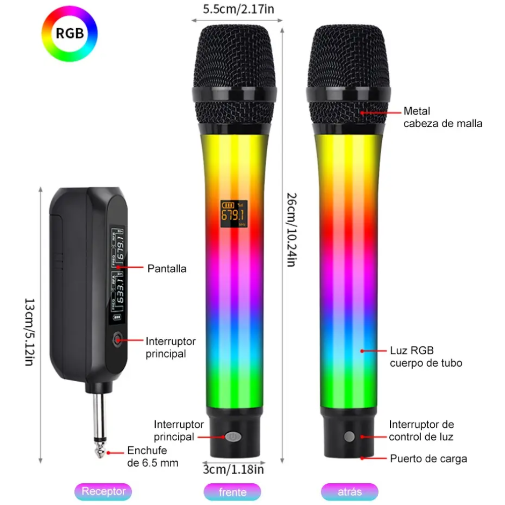 Micrófono Inalámbrico Doble Karaoke Dinámico Zabu WX-82 Profesional