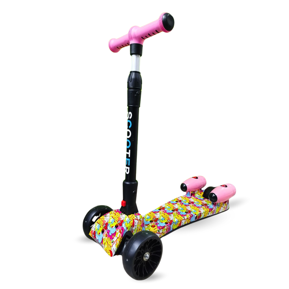Scooter Niños Humo Niebla Bluetooth Música Luces LED 3 Ruedas Plegable