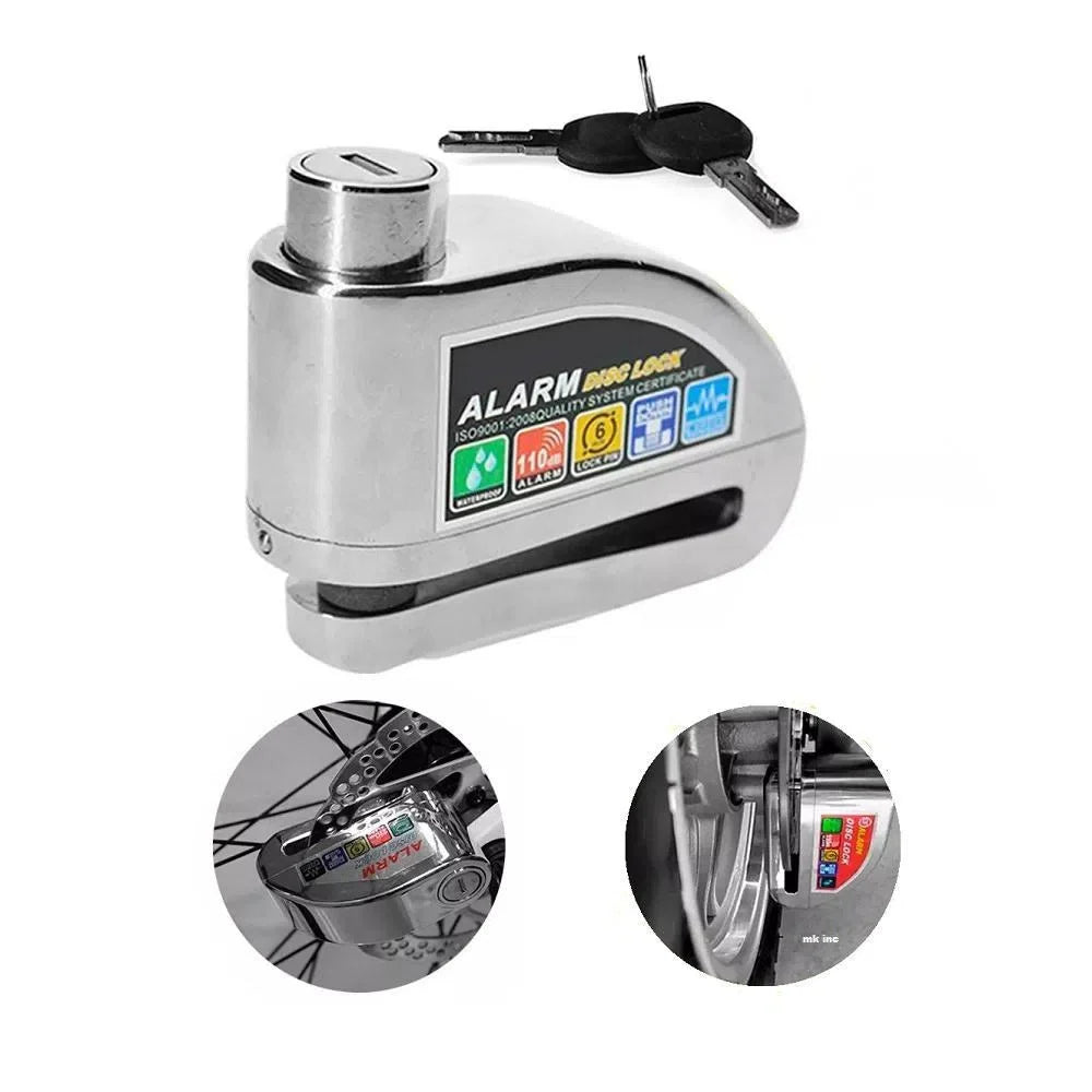 Candado Alarma Moto Bicicleta Freno Disco Antirrobo Sirena Acero Llave