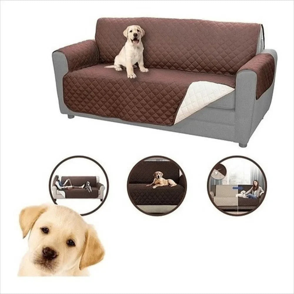 Cubre Sofá 2 Puestos Doble Faz Protector Mascotas Lavable Reversible