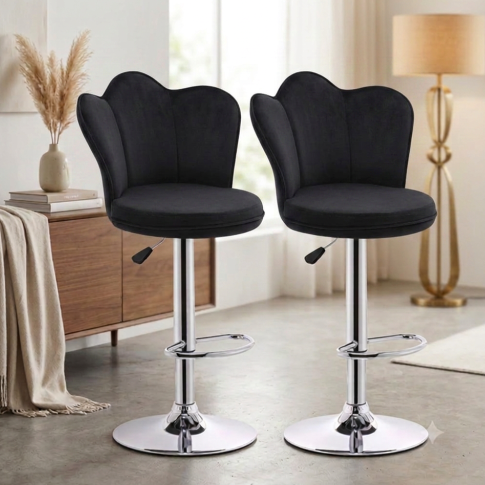 Silla Bar Alta Giratoria Terciopelo Base Dorada Butaco Isla Cocina