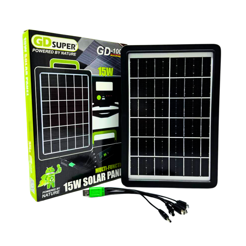Panel Solar Portátil Plegable 15W Carga Rápida USB C Celular IP65 ETFE