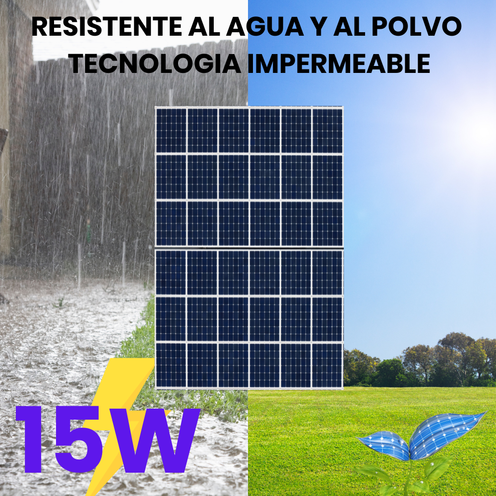 Panel Solar Portátil Plegable 15W Carga Rápida USB C Celular IP65 ETFE