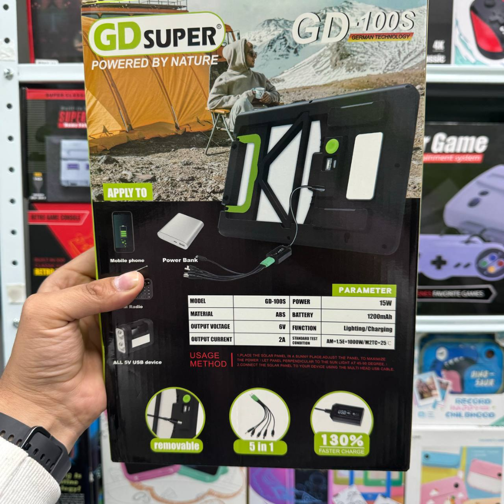 Panel Solar Portátil Plegable 15W Carga Rápida USB C Celular IP65 ETFE