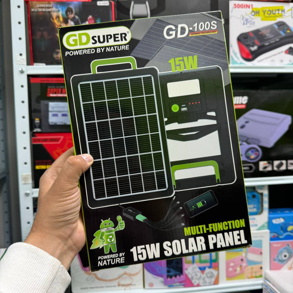 Panel Solar Portátil Plegable 15W Carga Rápida USB C Celular IP65 ETFE
