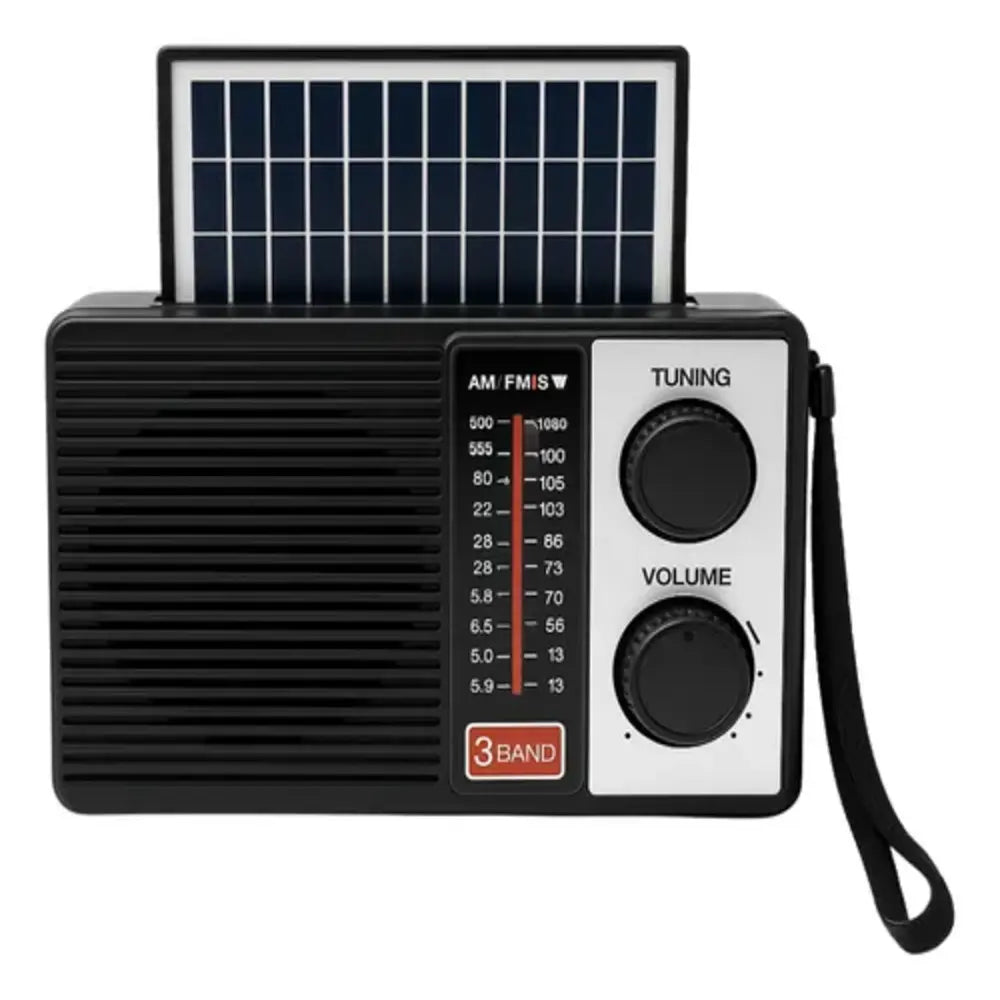 Radio Portátil Solar Recargable AM FM SW 3 Bandas USB SD Emergencias