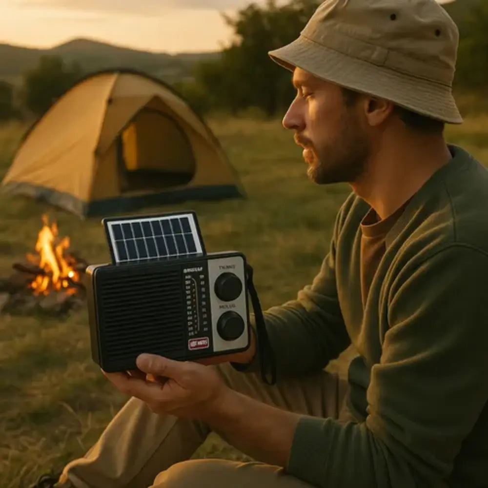 Radio Portátil Solar Recargable AM FM SW 3 Bandas USB SD Emergencias