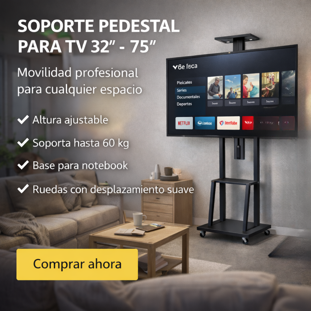 Soporte Pedestal TV Ruedas 32 75 Pulgadas Base Portátil Presentaciones