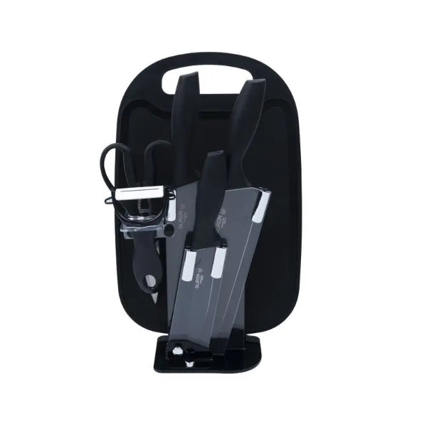 Set Cuchillos Cocina Soporte Acrílico Tabla Tijera Pelador Verde Menta