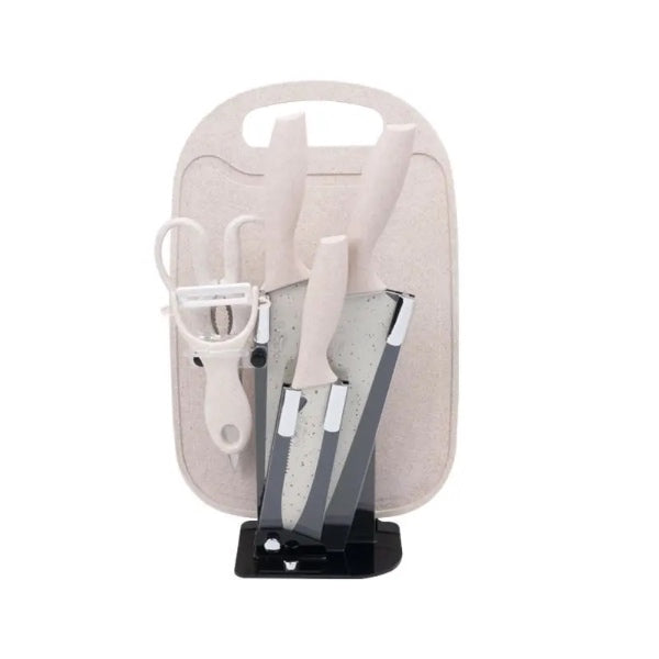 Set Cuchillos Cocina Soporte Acrílico Tabla Tijera Pelador Verde Menta