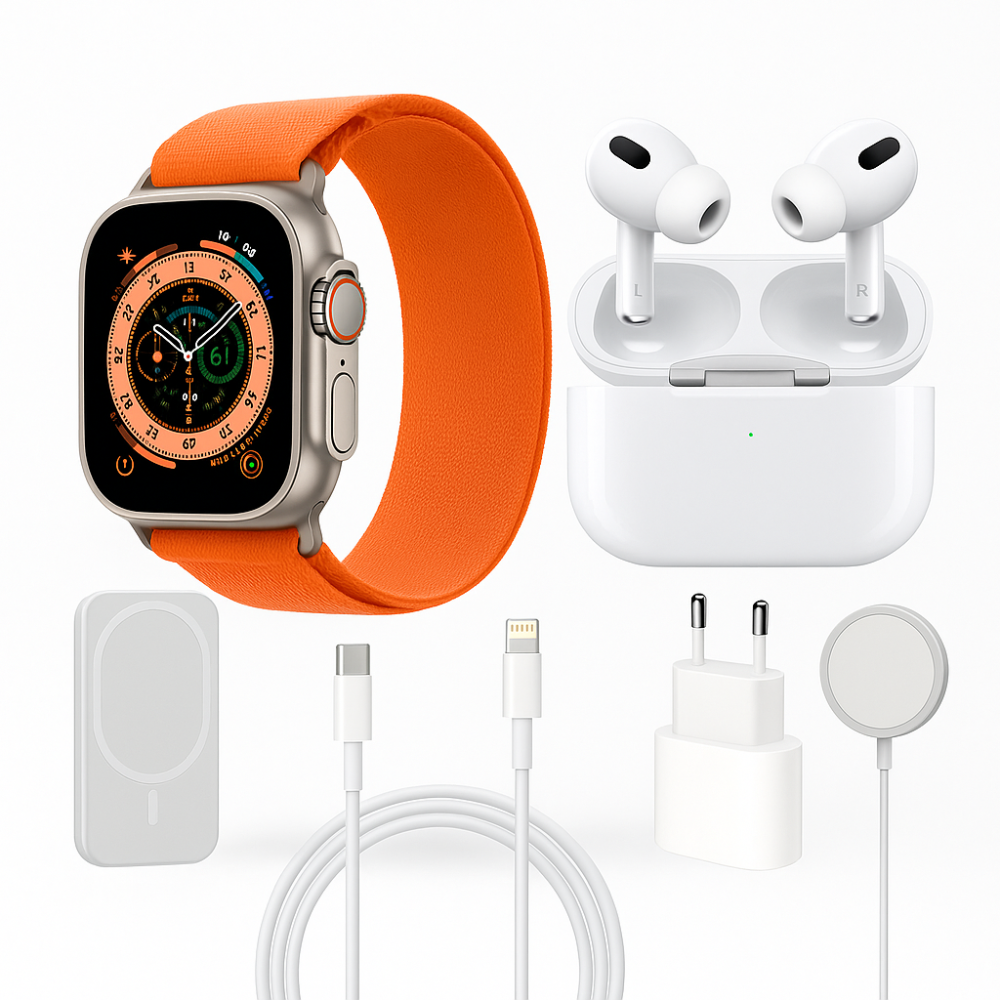 Combo Smartwatch X8 Ultra Audífonos Inalámbricos Power Bank Llamadas