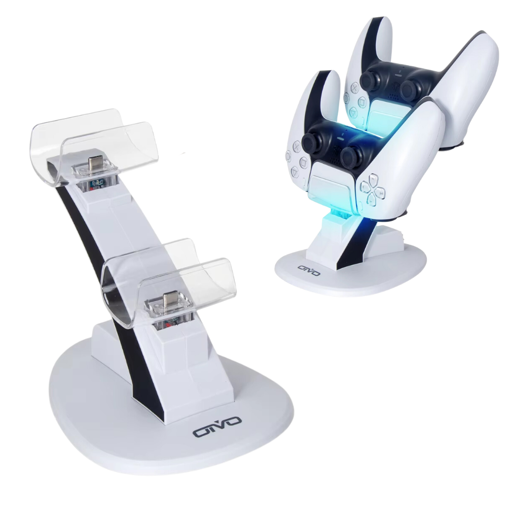 Base Cargador Dual Controles Compatible PS5 Soporte Carga Luces LED