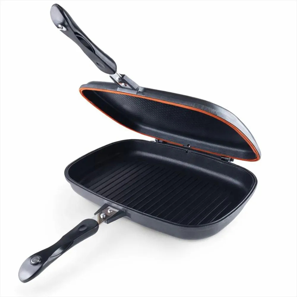 Sartén Doble Swisshome 36cm Antiadherente Granito Parrilla Arepas