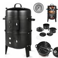 Asador Ahumador Barril Parrilla Horno 3x1 Carbón 80cm Termómetro