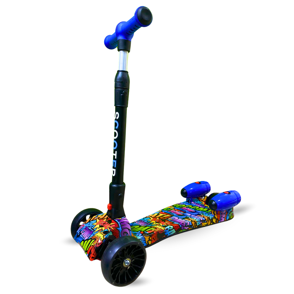 Scooter Niños Humo Niebla Bluetooth Música Luces LED 3 Ruedas Plegable
