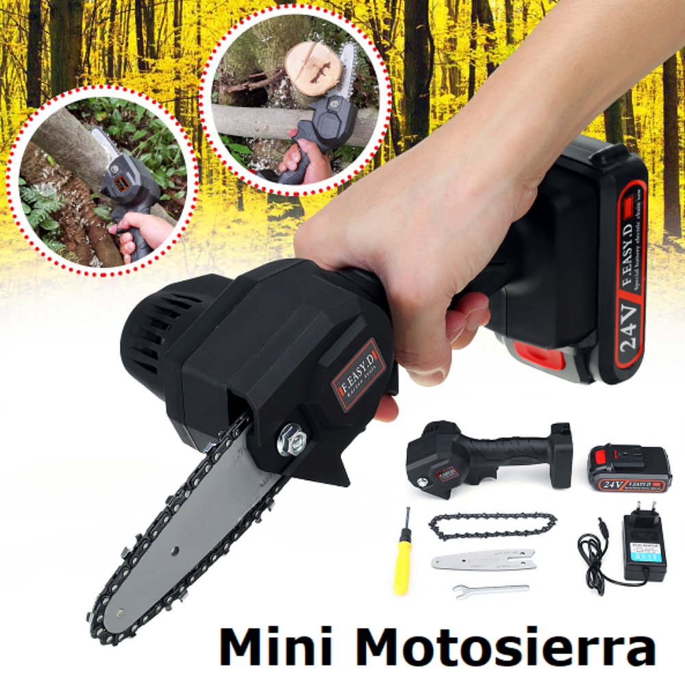 Mini Motosierra Eléctrica Recargable 24V Portátil Mano Poda Jardín