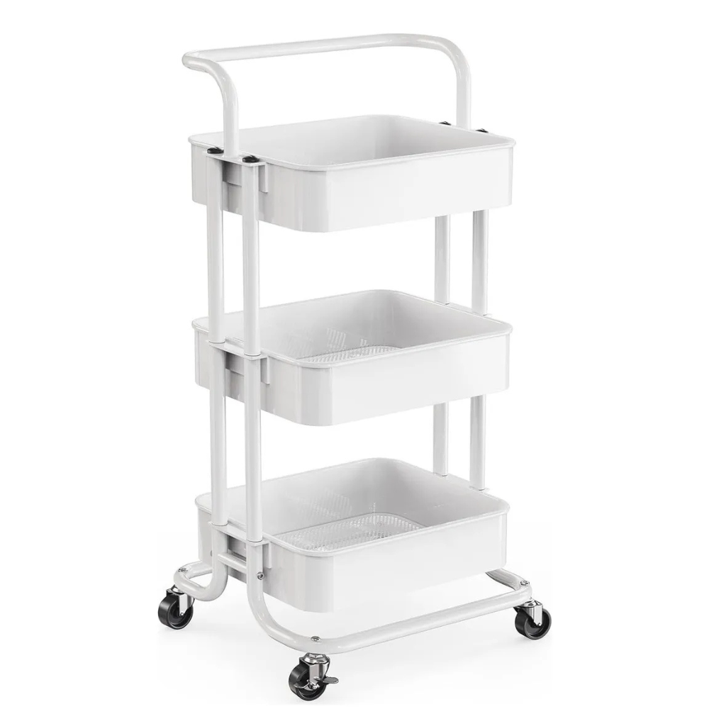 Carro Organizador Metálico 3 Niveles Ruedas Cocina Baño Almacenamiento