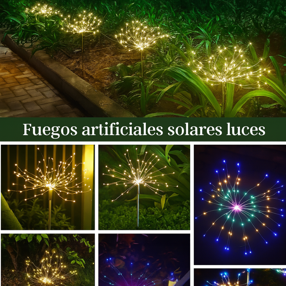Luces Solares Jardín Fuegos Artificiales LED Control Remoto IP65