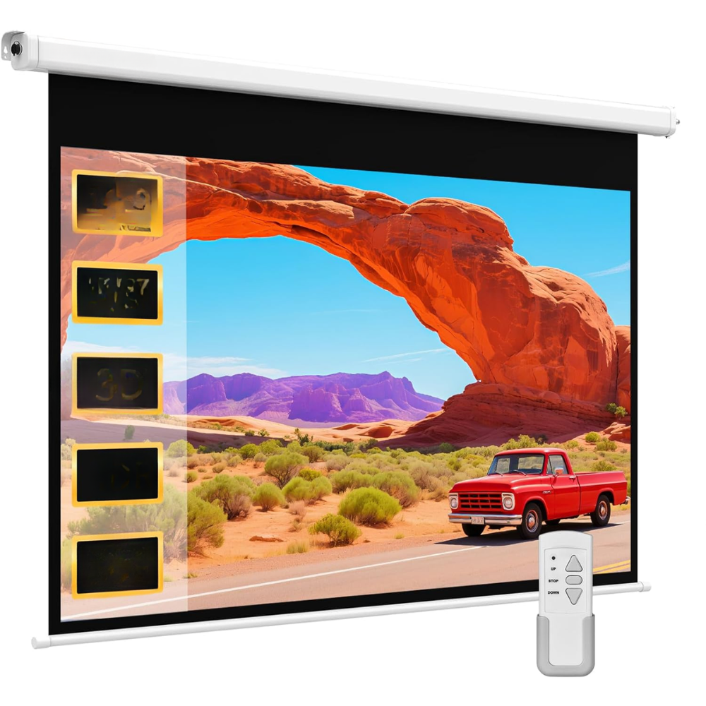 Telón Proyector Motorizado 100 Pulgadas 16:9 Control Remoto Eléctrico
