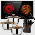 Estufa Inducción 2000W Renahouse Combo Batería Cocina Utensilios