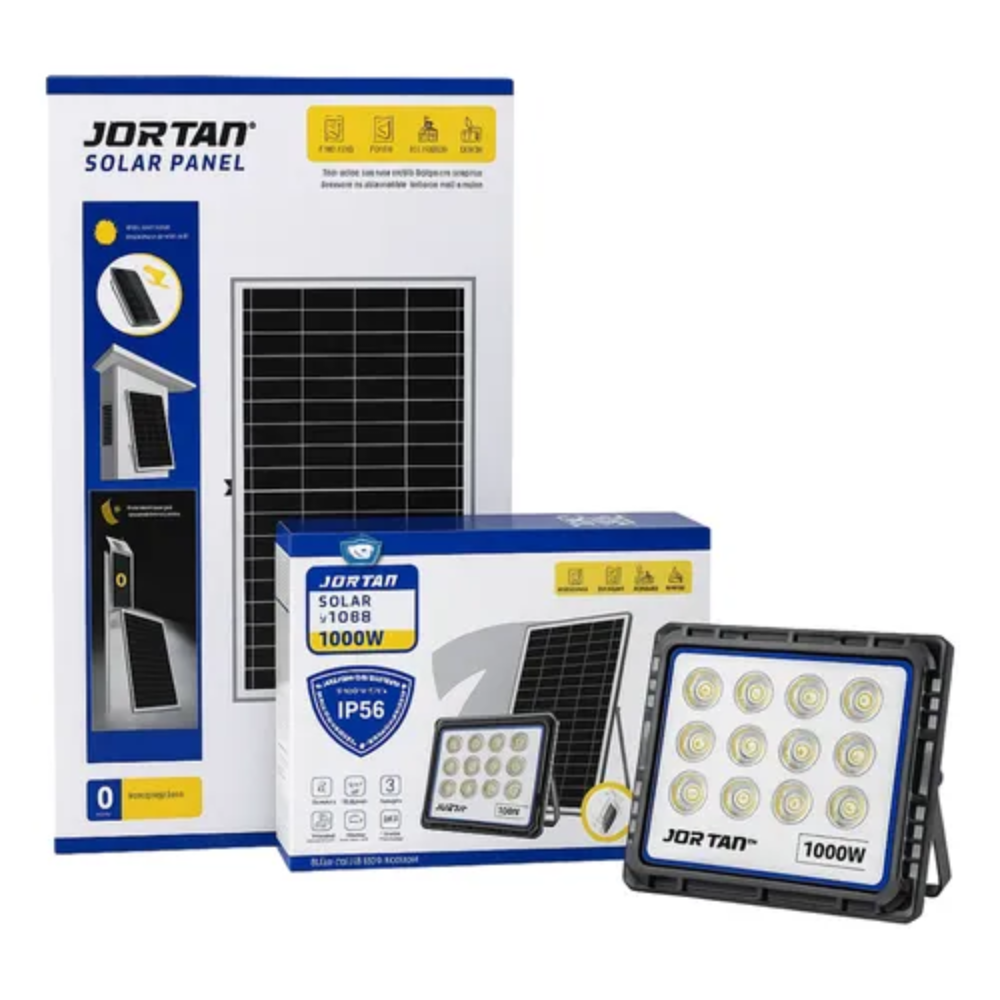 Reflector Solar LED 1000W Jortan Panel Control Remoto IP66 Exterior