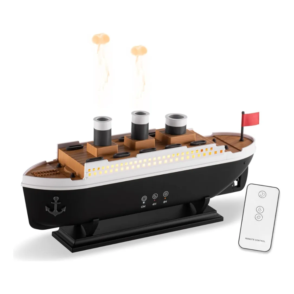 Humidificador Difusor Aromas Barco Titanic LED Niebla Decorativo