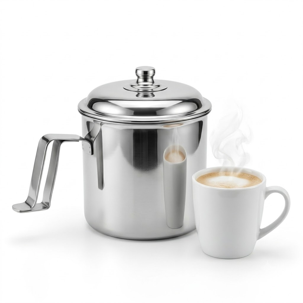 Olleta Jarra Lechera Acero Quirúrgico T304 750ml Tapa Chocolate Café