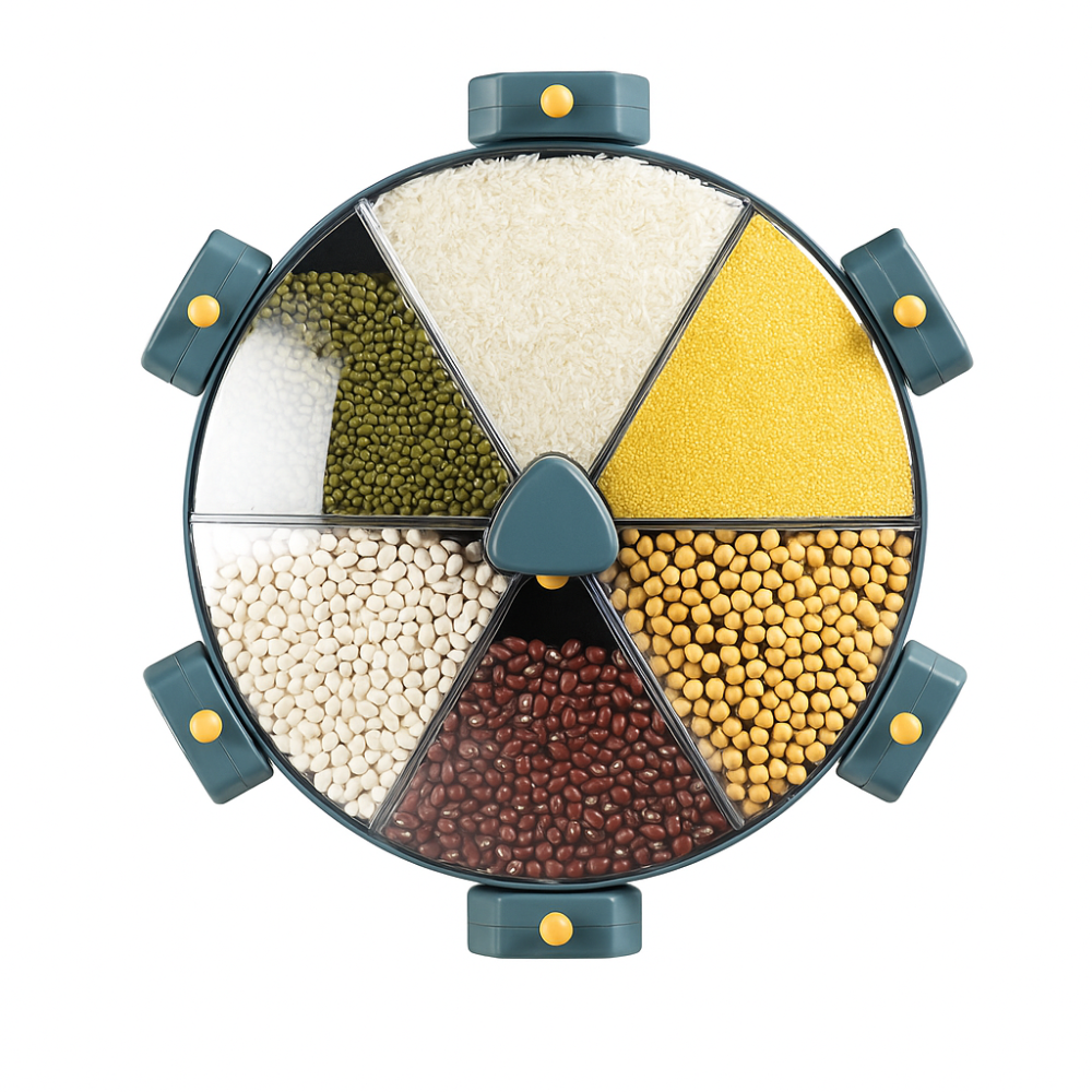 Dispensador Granos Cereales Giratorio 6 Compartimentos Pared 360 Arroz