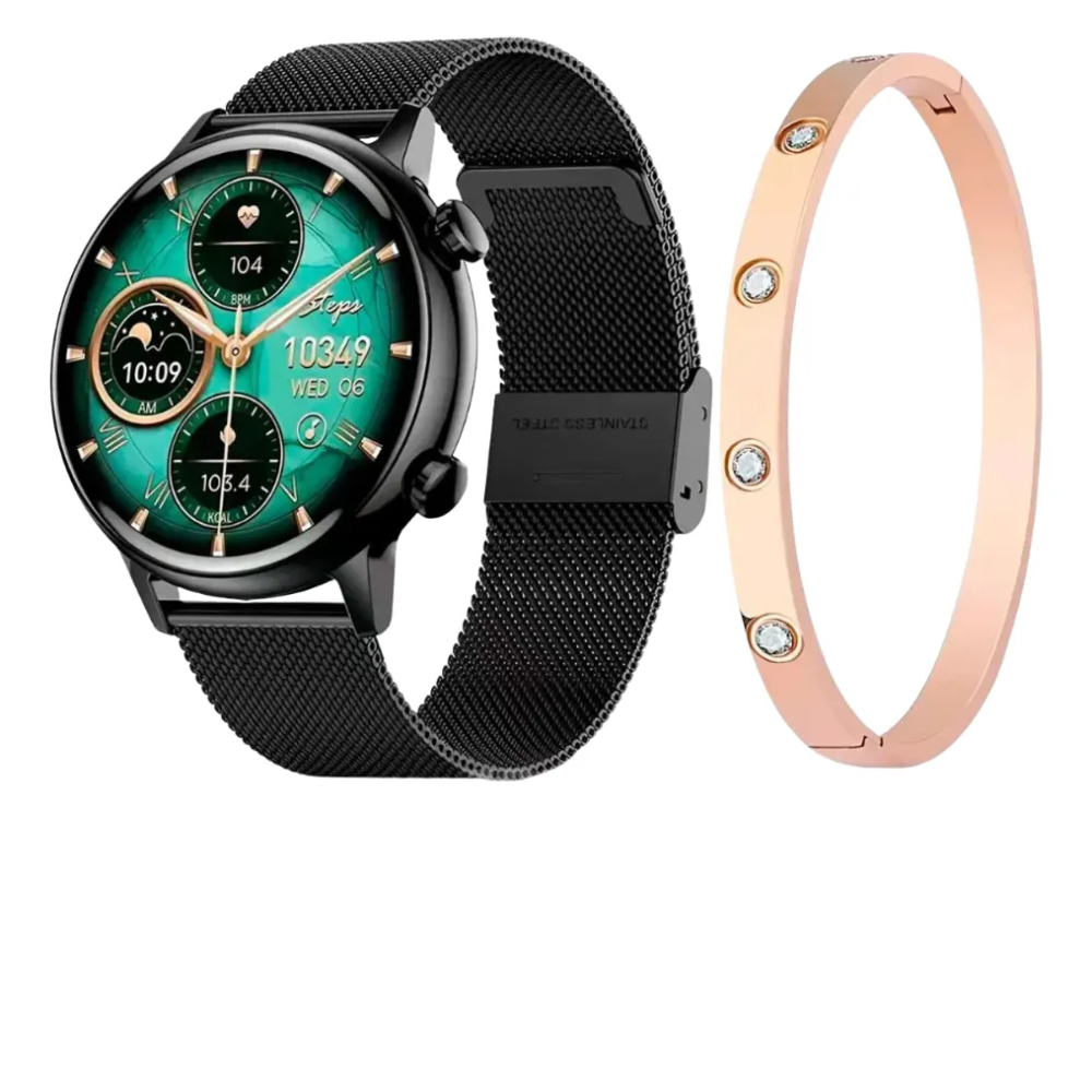 Smartwatch Mujer Elegante G-Tide Malla Milanesa Dorado IP68 Bluetooth