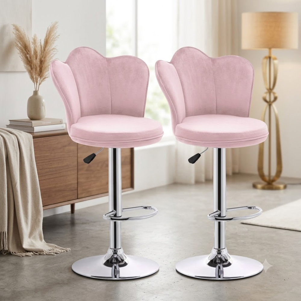 Silla Bar Alta Giratoria Terciopelo Base Dorada Butaco Isla Cocina