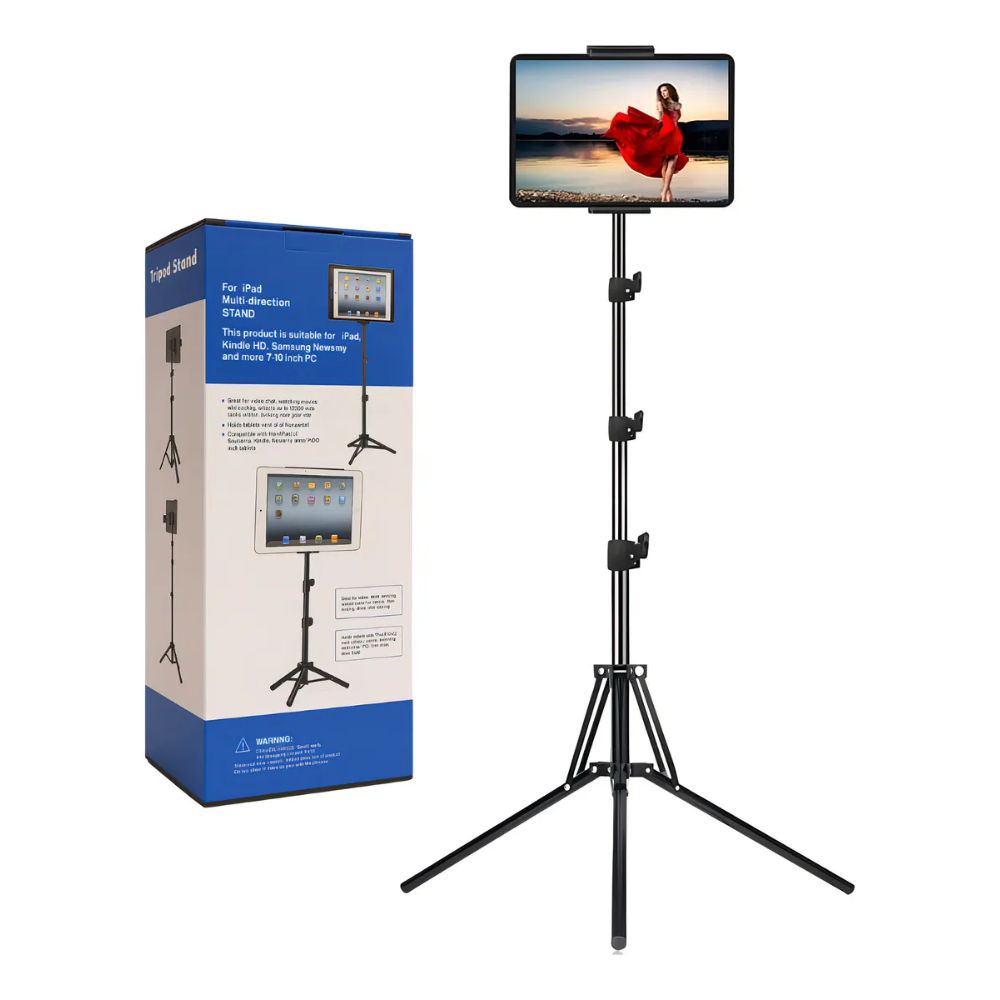 Trípode Soporte iPad Tablet Celular Ajustable 1.50m Aluminio Giratorio