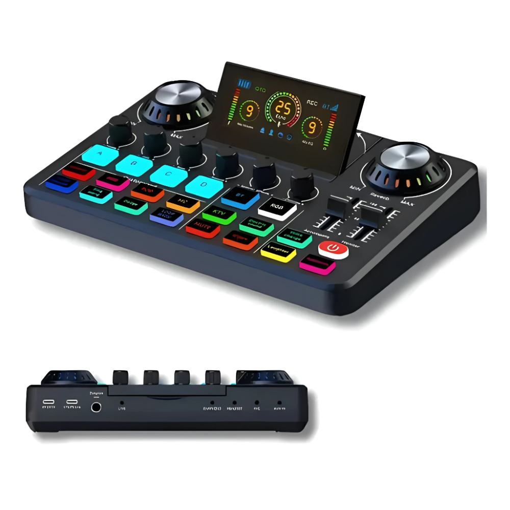 Tarjeta Sonido Profesional F668 Bluetooth Streaming Pantalla LED RGB