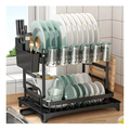 Escurridor Platos Acero Inoxidable 2 Niveles Drenaje 360 Negro Cocina
