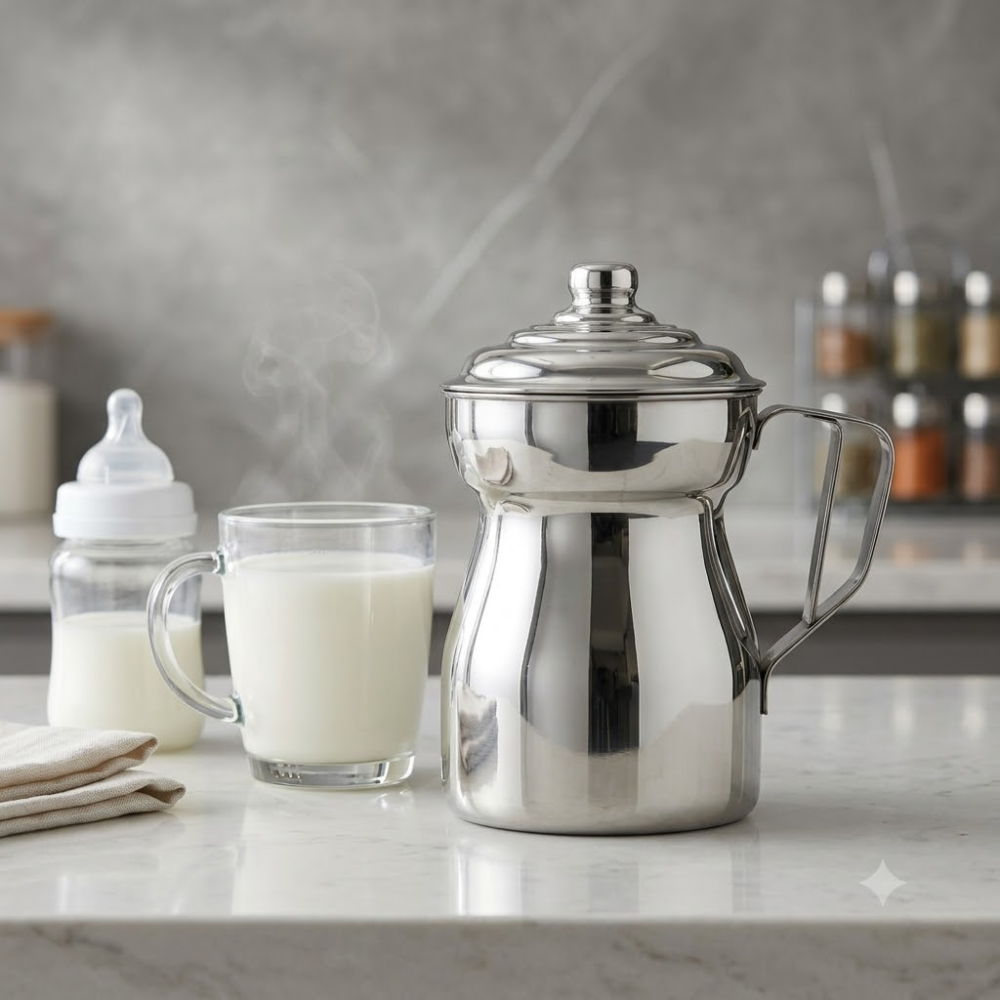 Olleta Jarra Lechera Acero Quirúrgico T304 500ml Tapa Hervidor Café