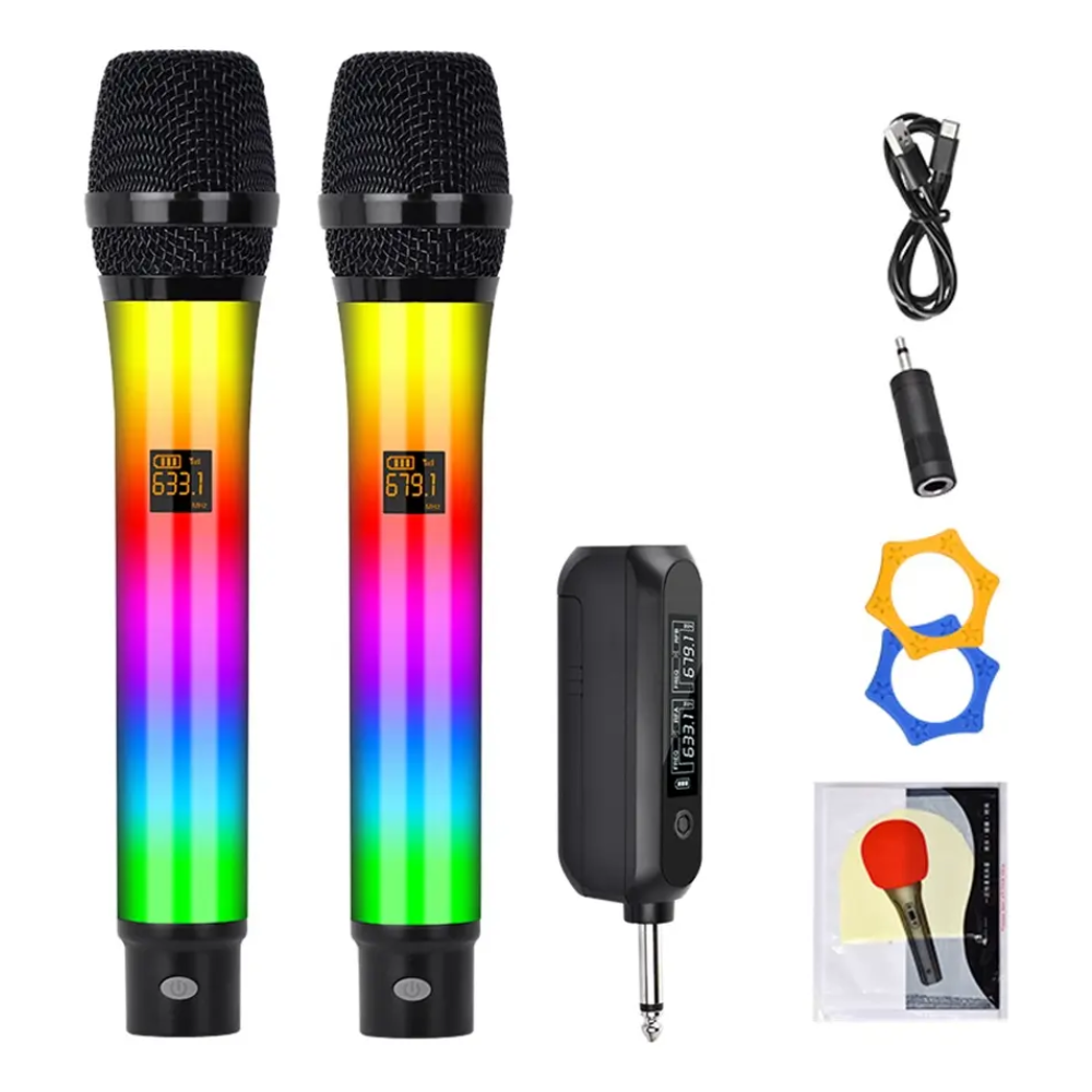 Micrófono Inalámbrico Doble Karaoke Dinámico Zabu WX-82 Profesional