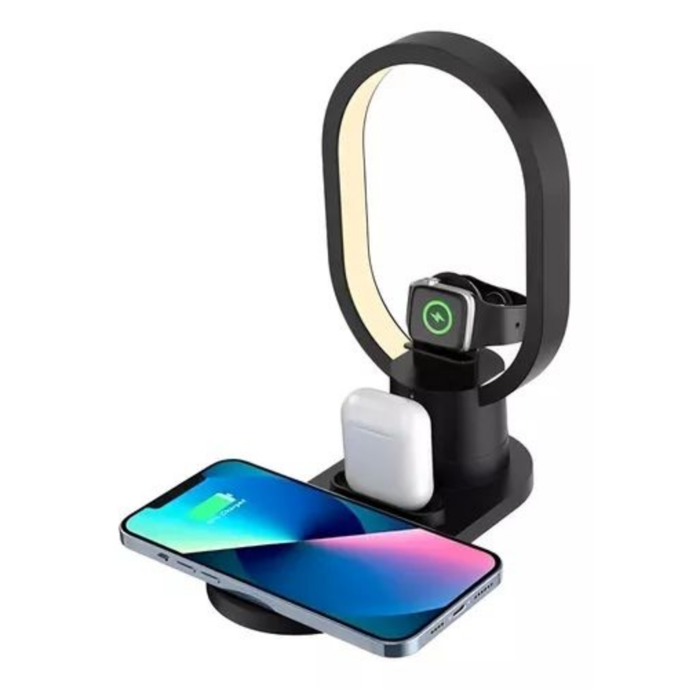 Base Carga Inalámbrica 4x1 Lámpara LED 15W iPhone Samsung Watch