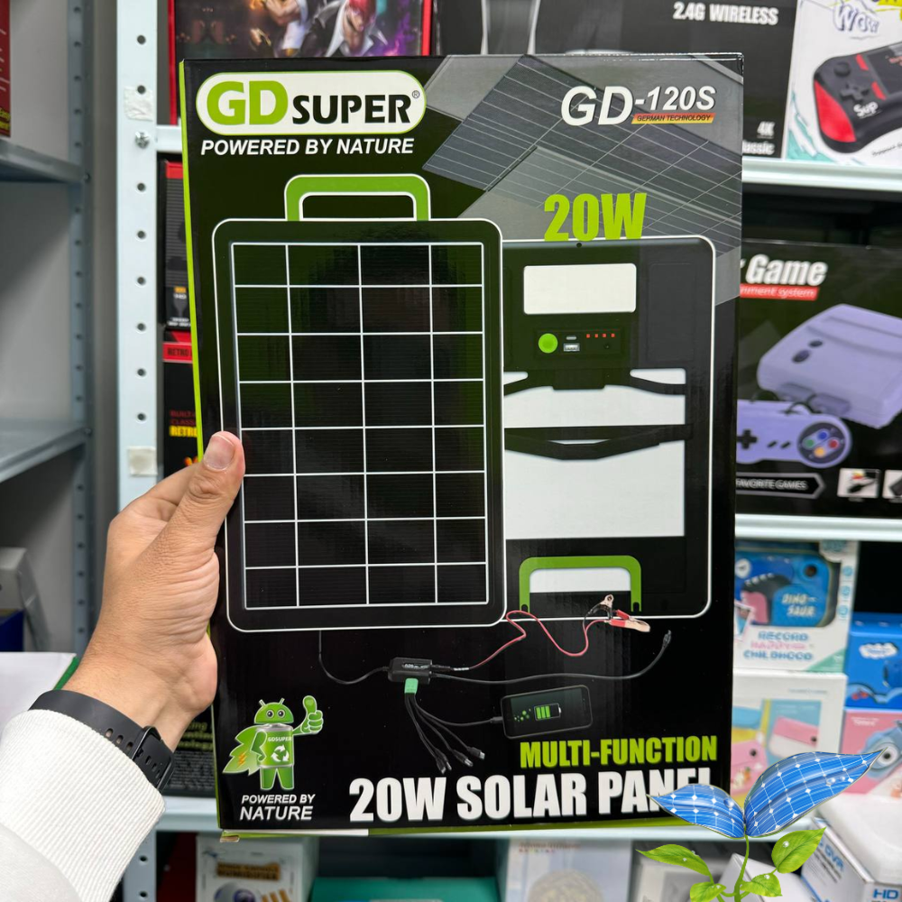 Panel Solar Portátil Plegable 20W GD120 USB C Cargador Celular IP65