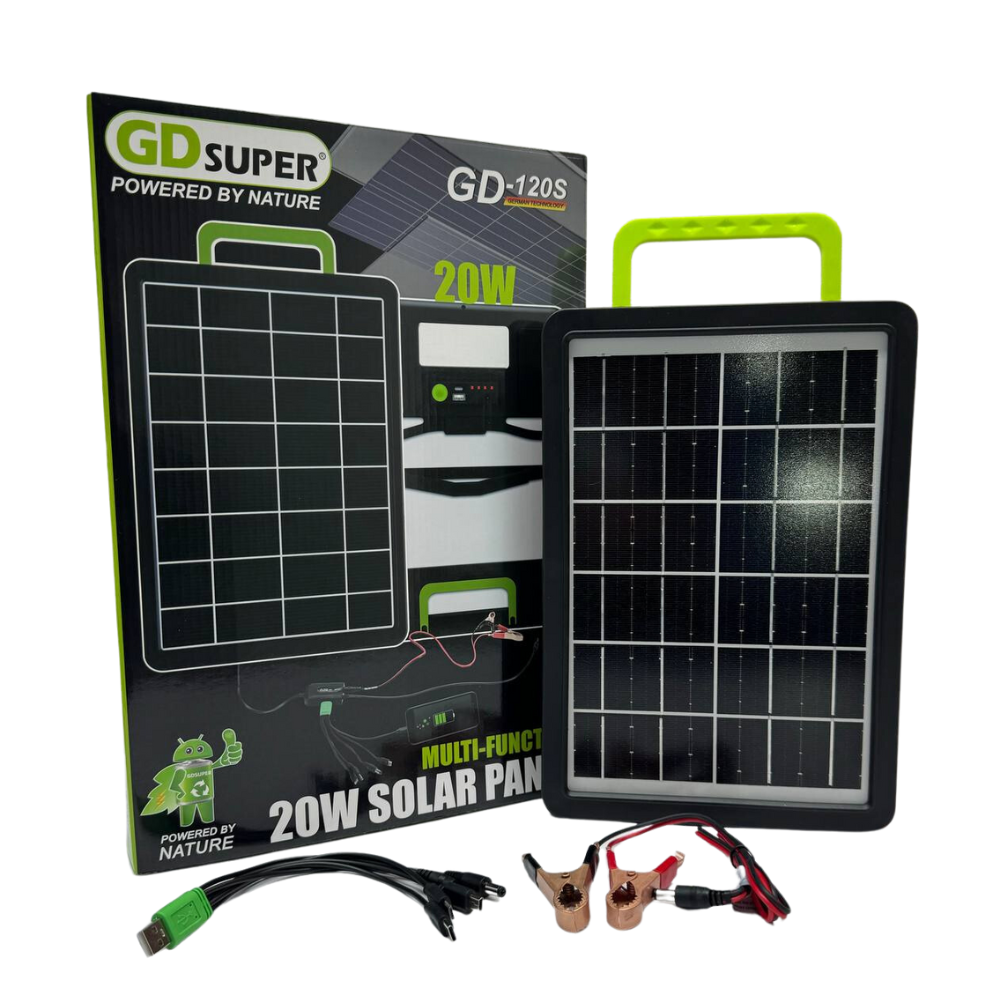 Panel Solar Portátil Plegable 20W GD120 USB C Cargador Celular IP65