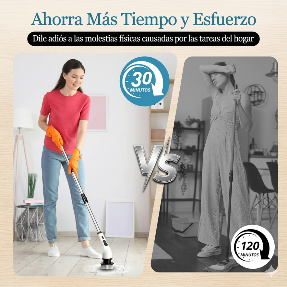 Cepillo Eléctrico Limpieza Giratorio 9 Cabezales Baño Cocina Pisos