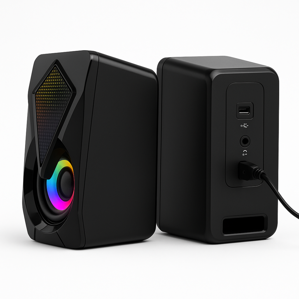 Parlantes PC Gamer RGB USB Estéreo Compactos Luz LED Escritorio Par