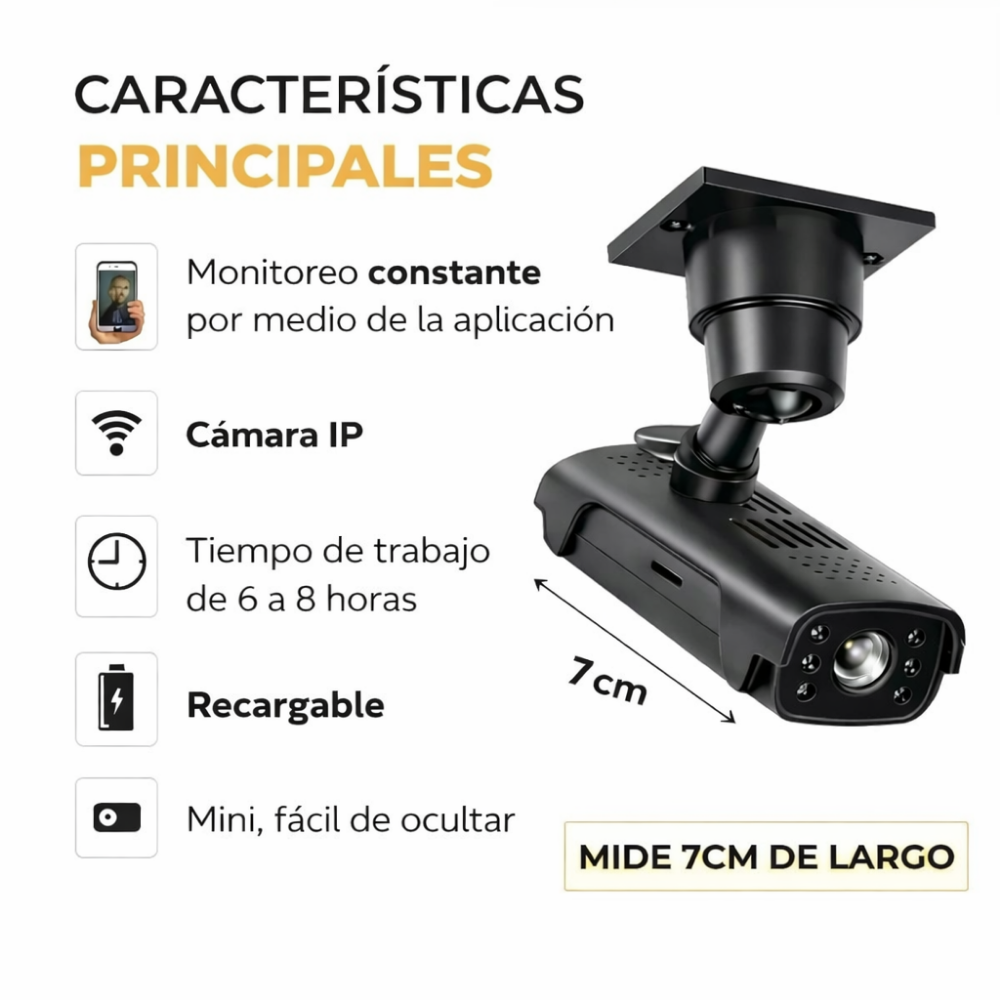 Mini Cámara Seguridad WiFi Recargable Oculta Vigilancia Celular CY365