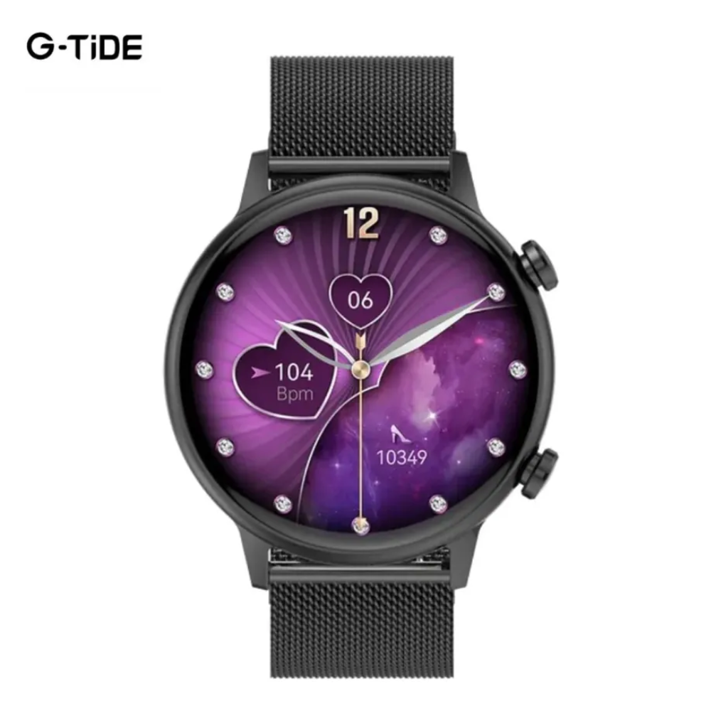 Smartwatch Mujer Elegante G-Tide Malla Milanesa Dorado IP68 Bluetooth