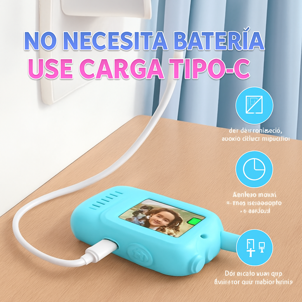 Walkie Talkie Niños Videollamada Pantalla Recargable Tipo C VWK-2 Par