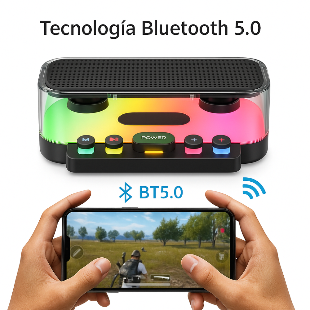 Parlante Bluetooth Z6 RGB Gamer Teclas Mecánicas Transparente Portátil