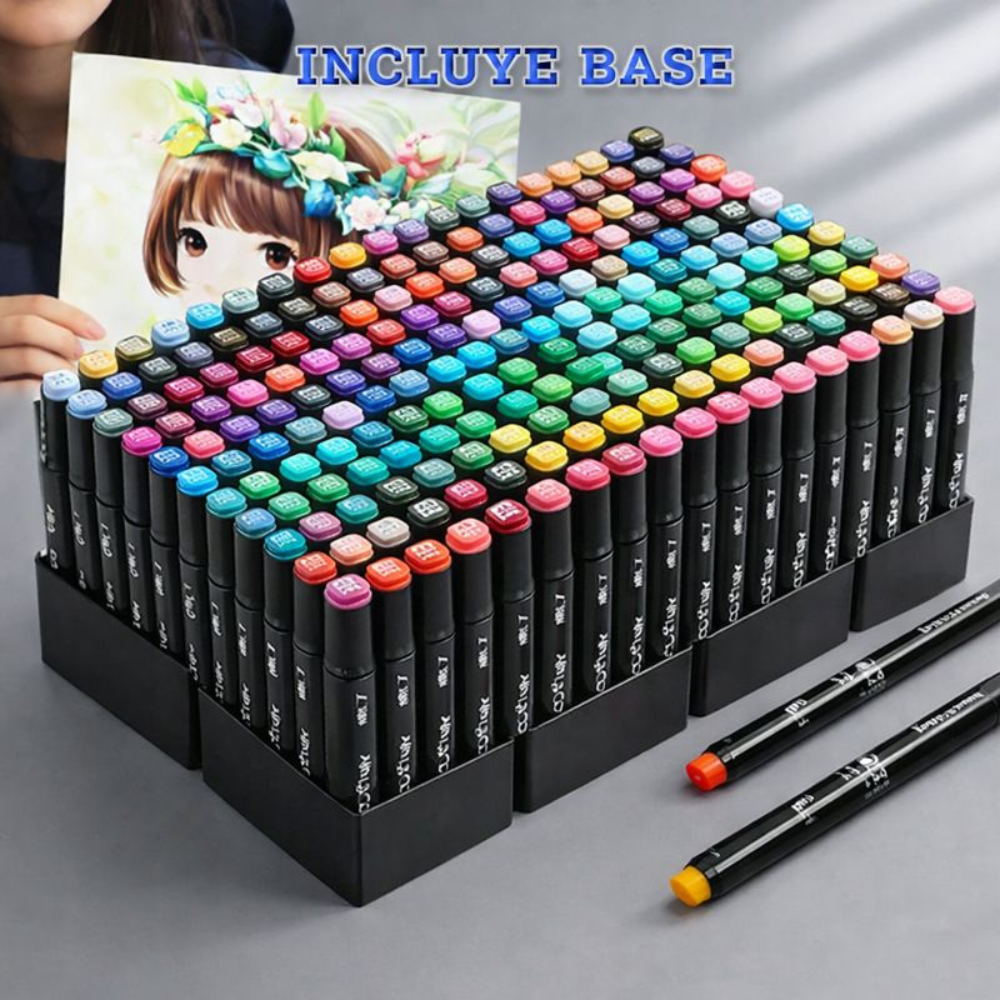 Set Marcadores Alcohol 262 Piezas Doble Punta Dibujo Profesional Arte